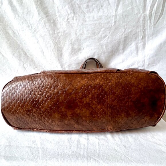 nicole by Nicole Miller Sloan Satchel Brown Crocodile Pattern Shoulder Bag, NWTS - Picture 4 of 14